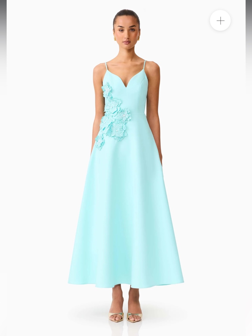 elliatt stella aqua blue 3d floral applique A-line maxi gown dress size XL NEW